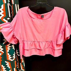 Bubblegum pink cropped top. Size large